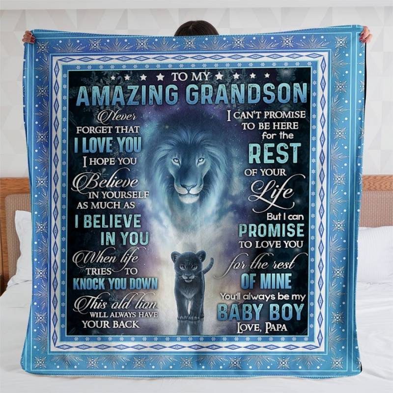 To My Amazing Grandson Lion CLH1312073F Sherpa Fleece Blanket