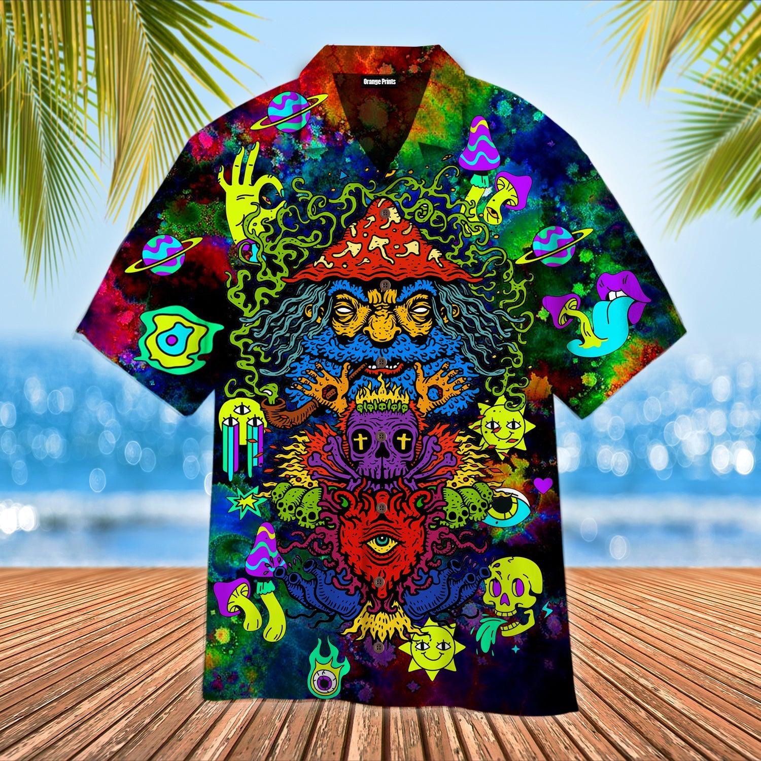 Hippie Psychedelic Colorful Hawaii Shirt For Men Women Ha17438