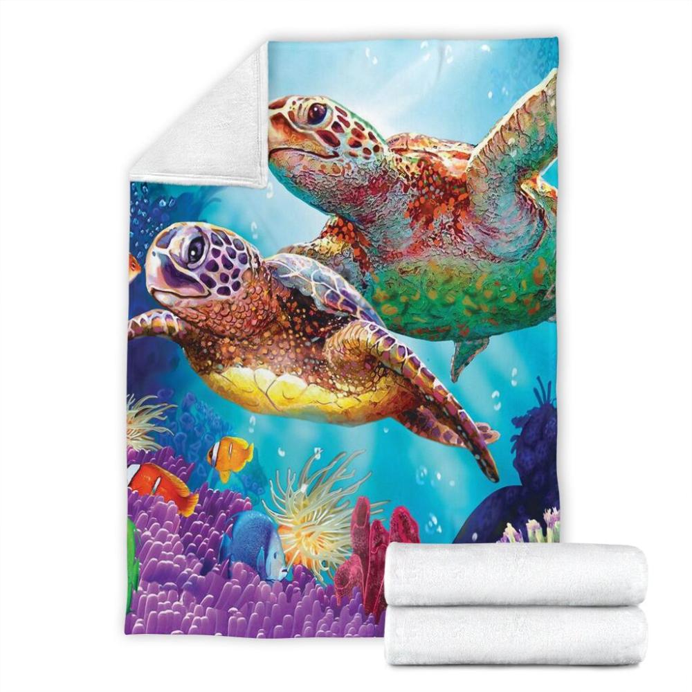 Animal Turtle Ocean Colorful Fleece Blanket Family Gift Home Decor Bedding Couch Sofa Soft And Comfy Cozy