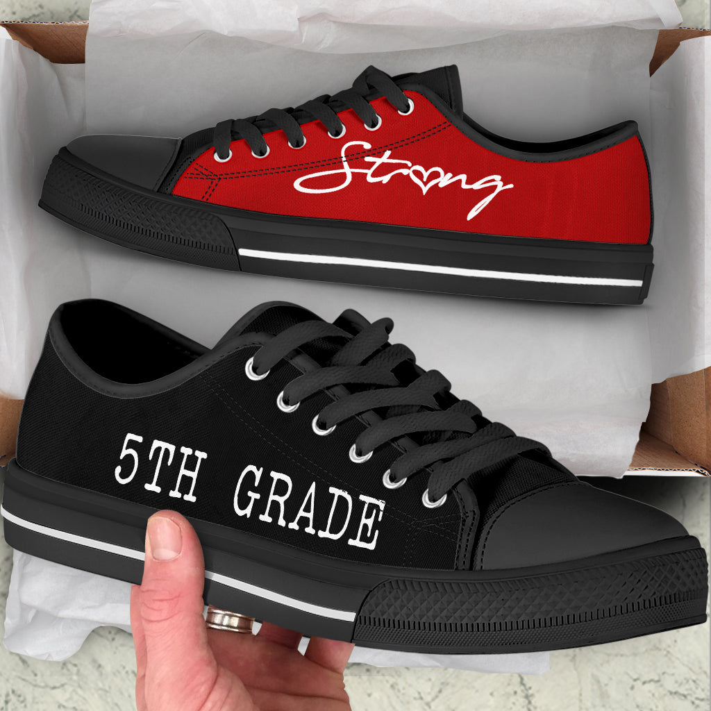 5Th Grade Teacher Low Top Shoes Strong Red Black Canvas Shoes School Shoes – Best Gift For Teacher