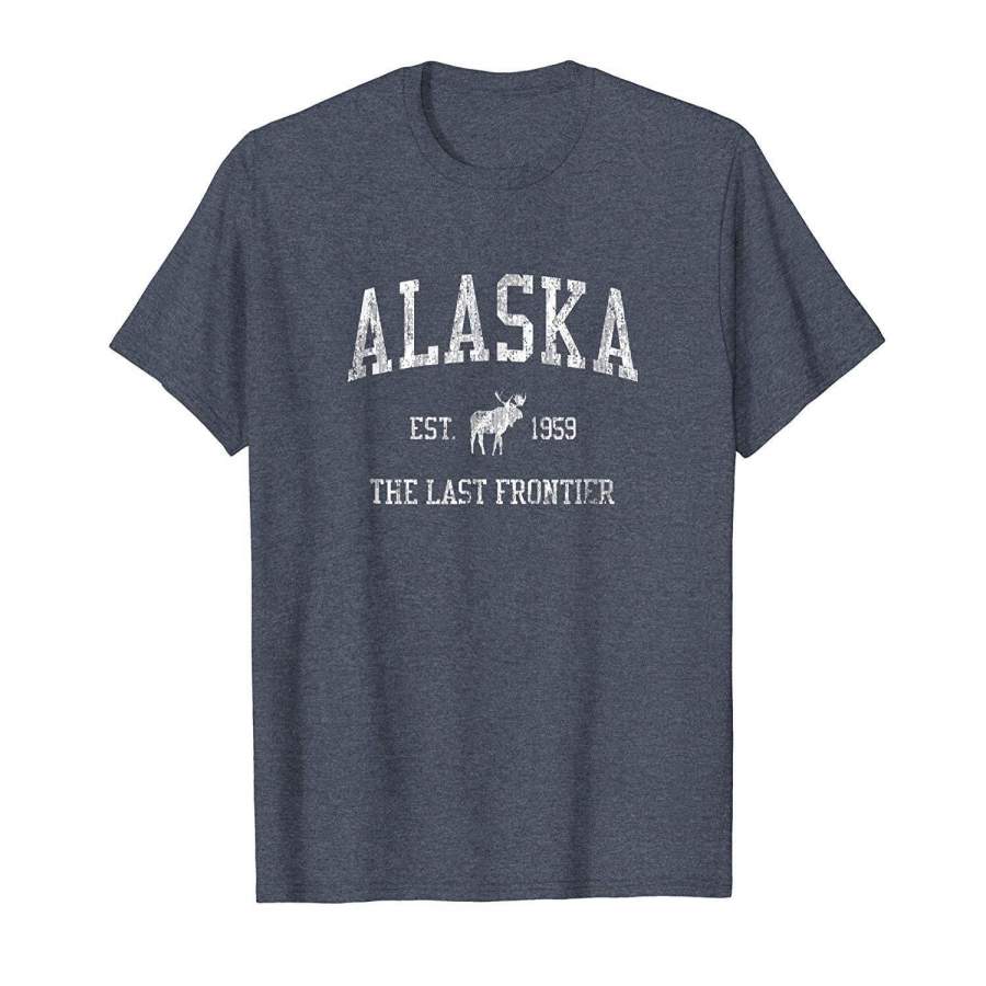 Alaska T-Shirt Vintage Sports Design Alaskan Moose Tee