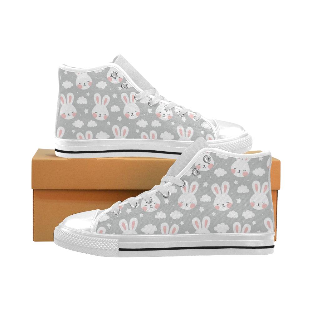 Rabbit cloud Pattern Men’s High Top Shoes White