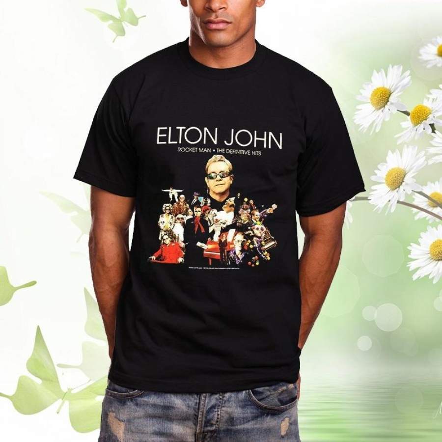 Elton John Rocket Man The Definitive Hits – One Side Printed T-Shirt