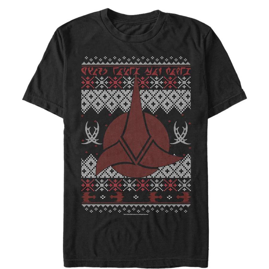 Star Trek Men’s Ugly Christmas Next Generation Klingon  T Shirt