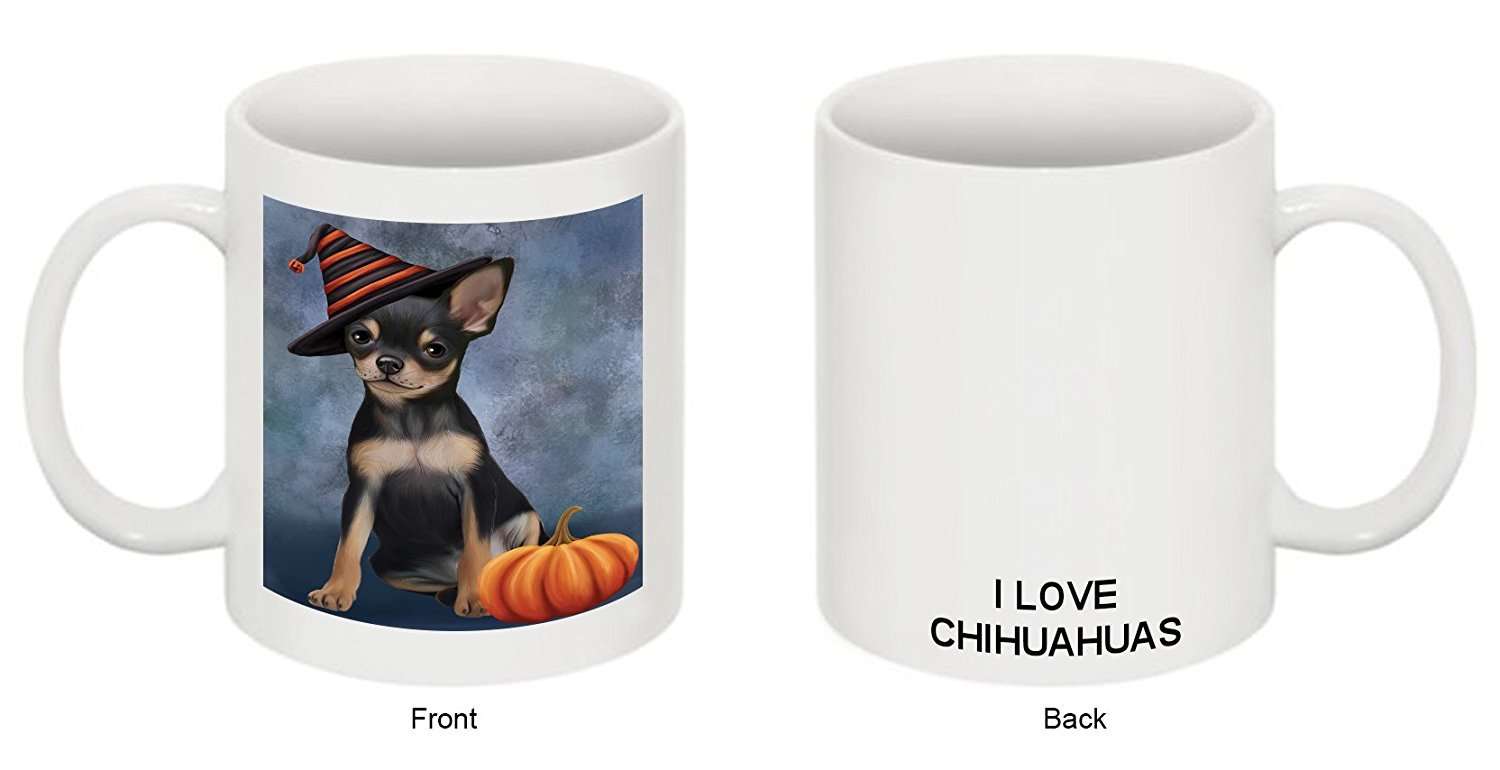 Christmas Happy Holidays Chihuahua Puppy Wearing Witch Hat Mug Cmg0637