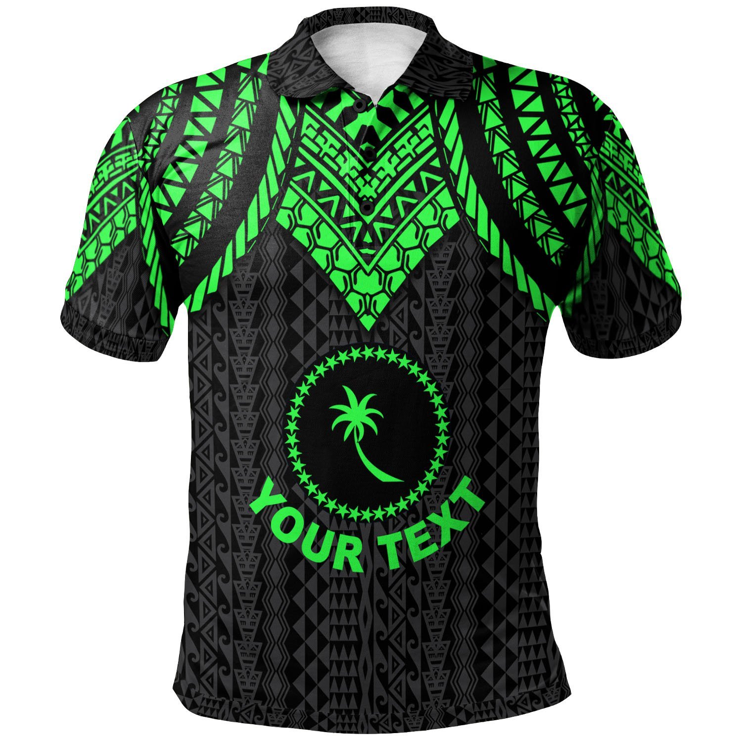 Chuuk Custom Personalised Polo Shirt – Polynesian Armor Style Green – BN39