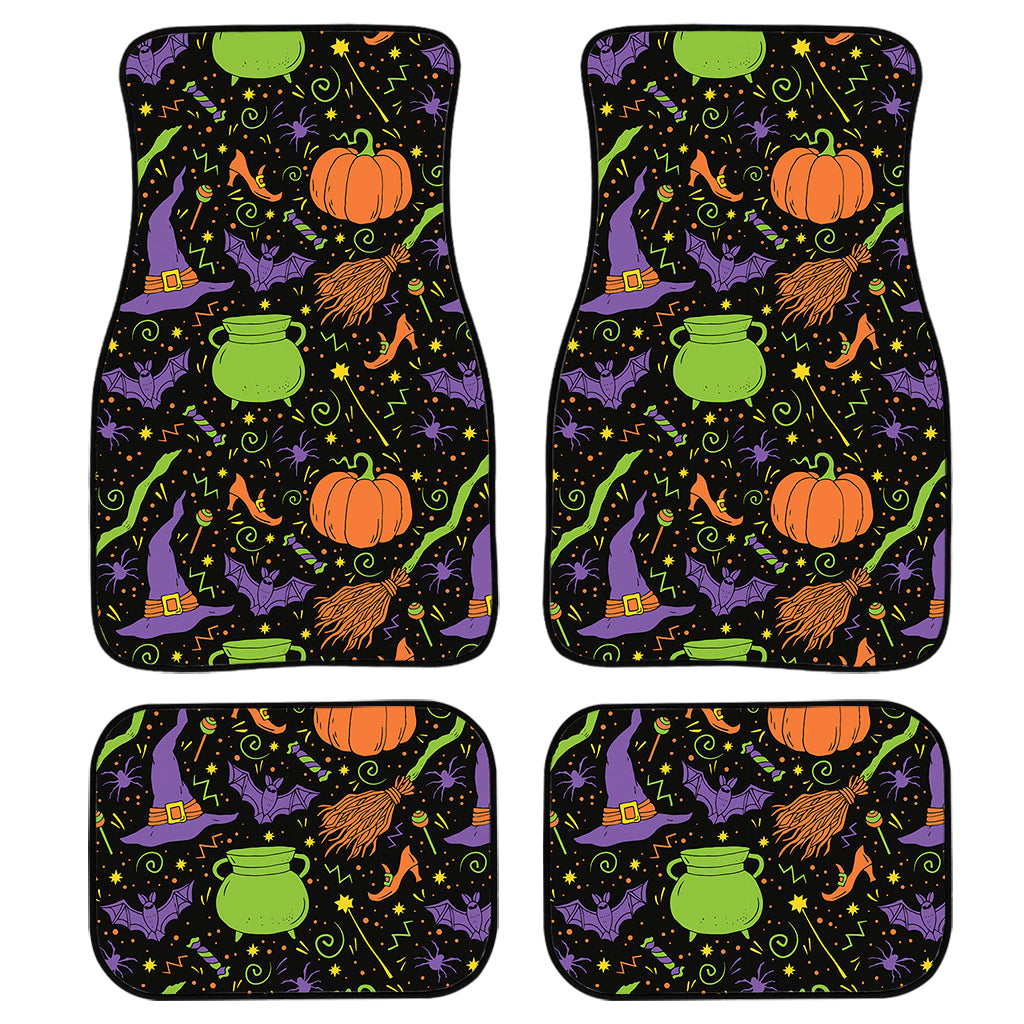 Halloween Wizard Pattern Print Front And Back Car Floor Mats, Front Car Mat