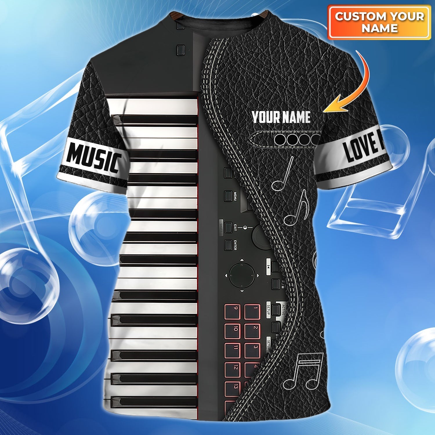 Personalized 3D T Shirt For Music Lover, Love Music Full Print Tee Shirts