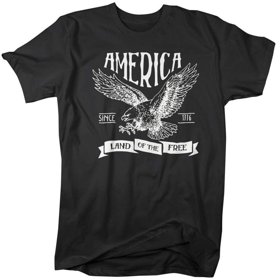 Men’s Vintage America T-Shirt Vintage Patriotic Shirts 4th July T-Shirt Eagle Shirt Since 1776 Independence Day Shirts