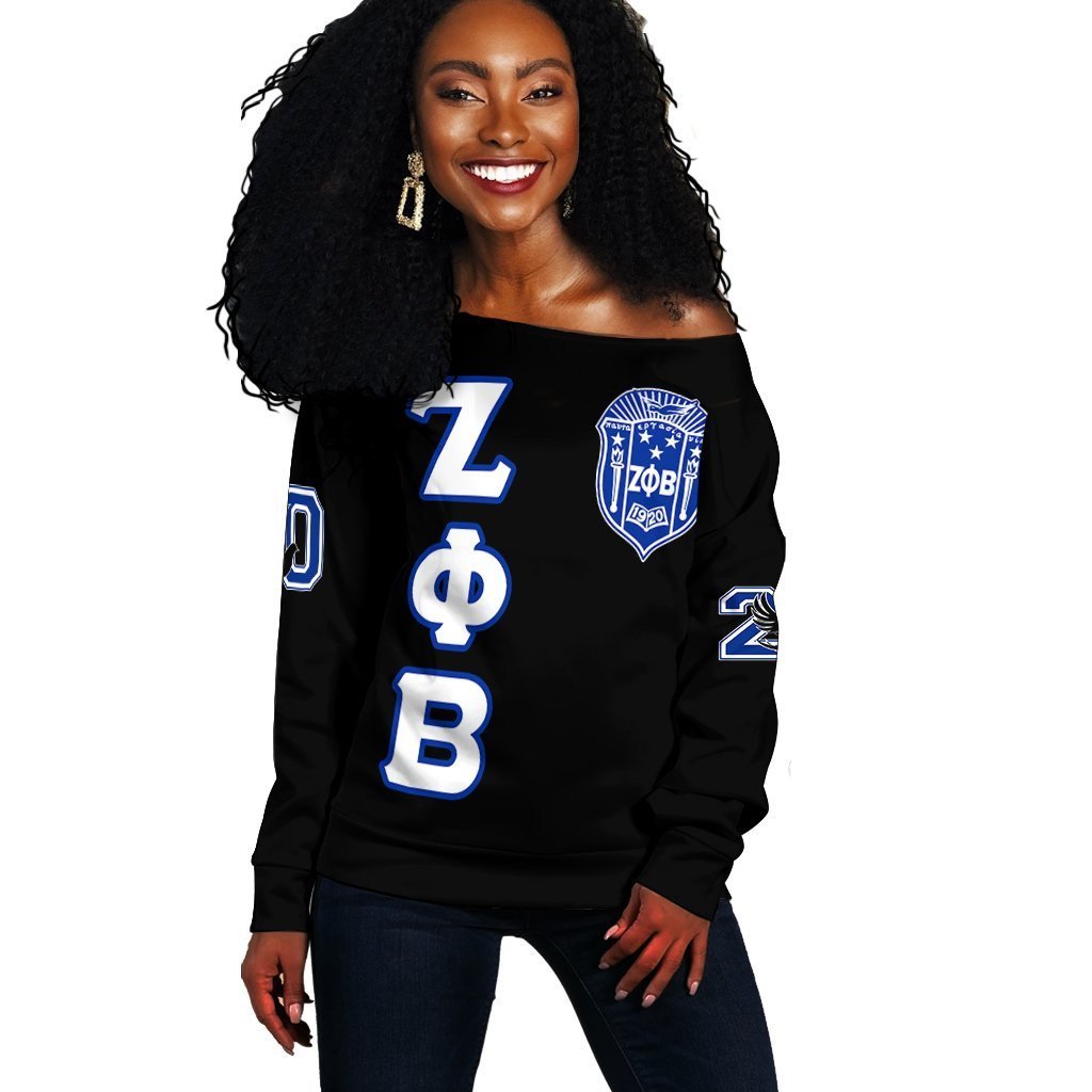 Sorority Sweatshirt – Zeta Phi Beta Letters Women Off Shoulder Sweatshirt