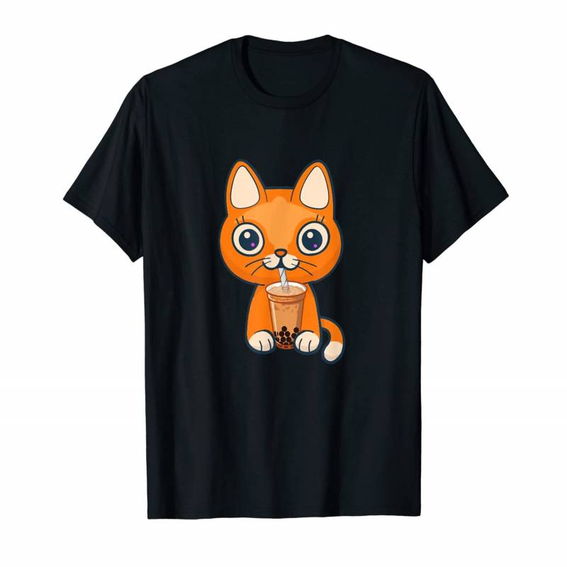 Boba Cat Shirt Cute Kitten Drinking Boba Milk Tea T-shirt