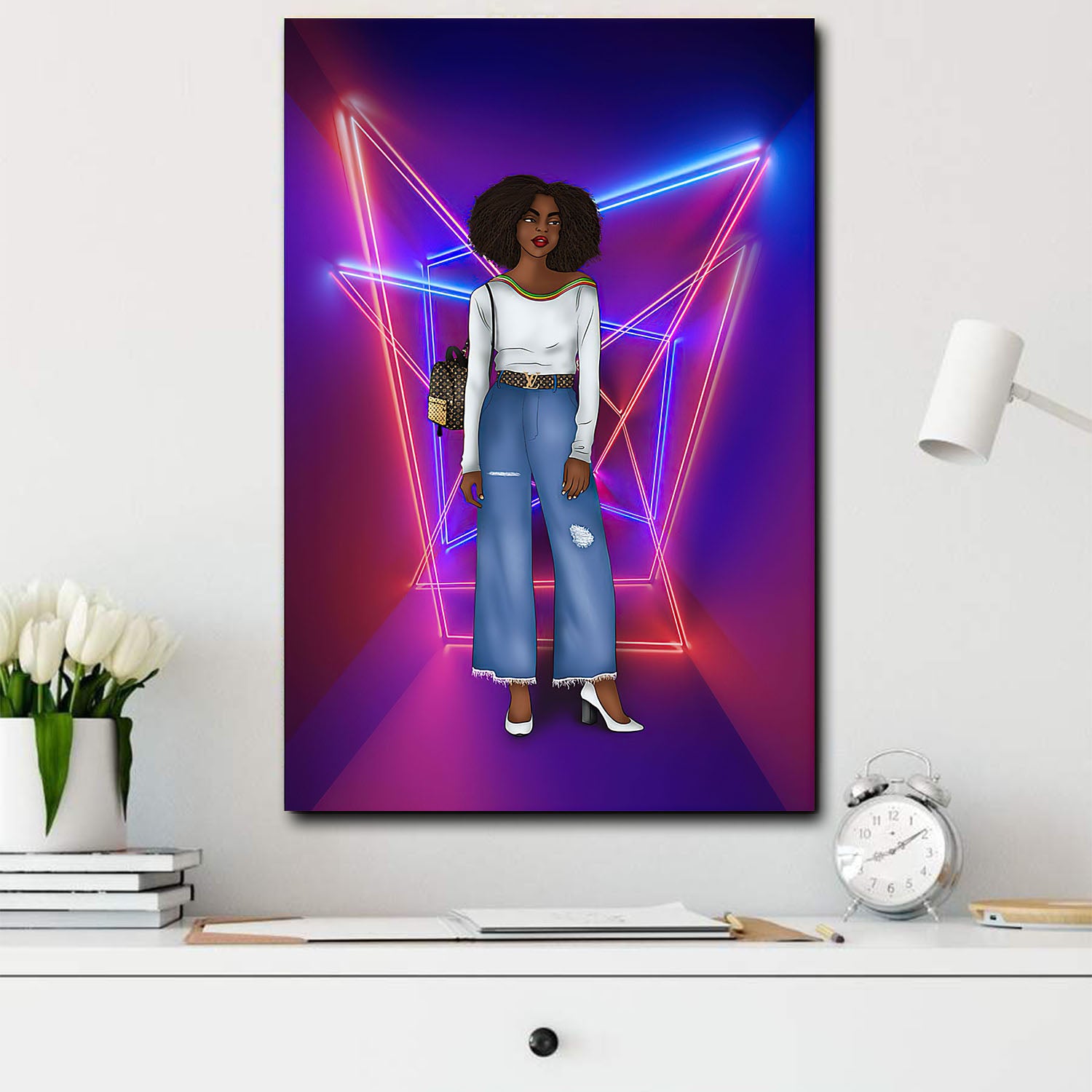 African American Magic Canvas Freestyle Afro Girl African Inspired Home Decor