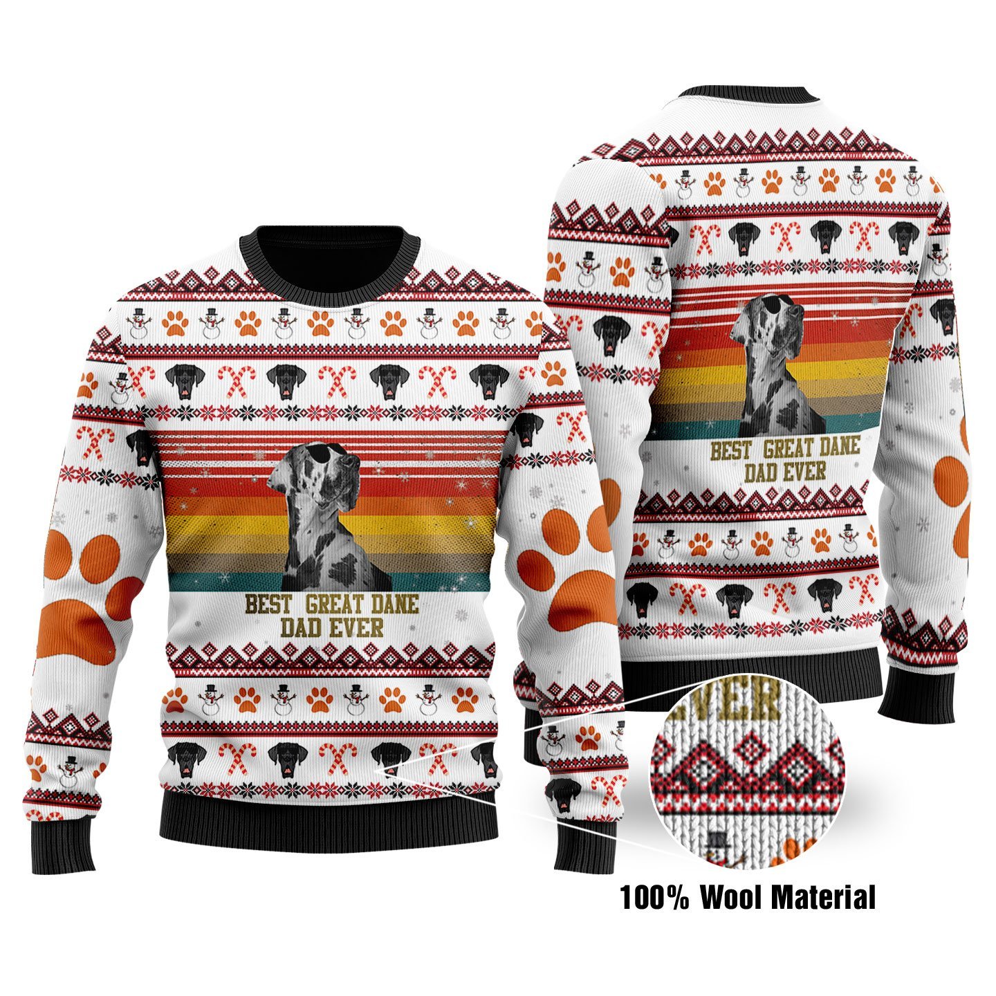 Best Great Dane Dad Ever Christmas Ugly Sweater | Unisex | Full Size | Adult | Colorful | US1691