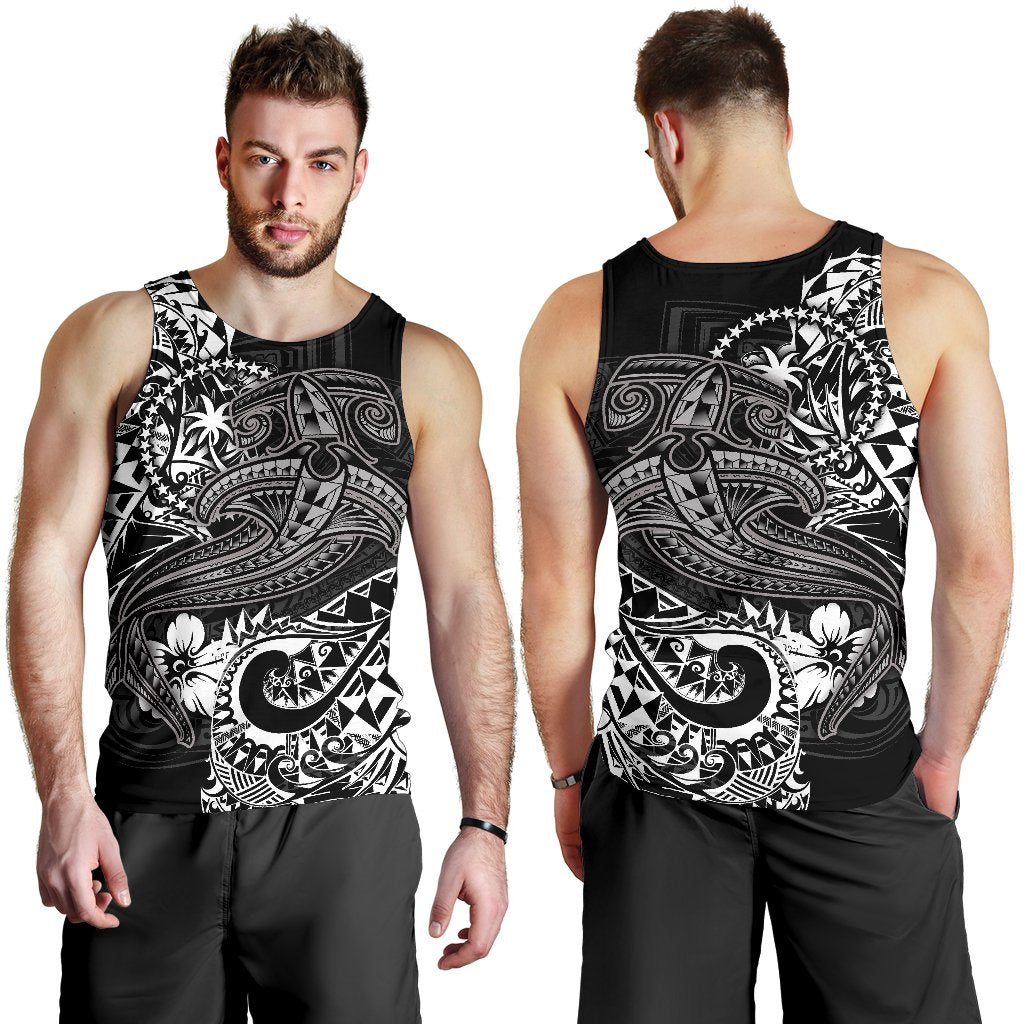 Chuuk Men’S Tank Top – White Shark Polynesian Tattoo