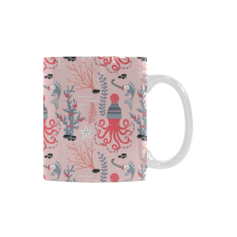 Octopus winter hat garland Fish candy Seaweed Cora Classical White Mug (Fulfilled In US)