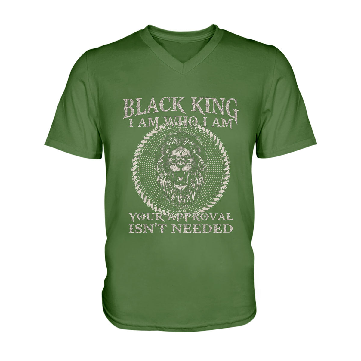 Black King I Am Who I Am Lion Ez02 2808 Men V-Neck T-Shirt