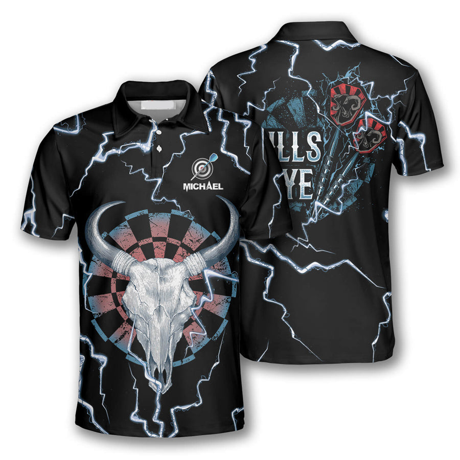 Darts Bullseye Thunder Skull Custom Darts Shirts For Men, Custom Dart Jersey For Team, Dartboard Shirts