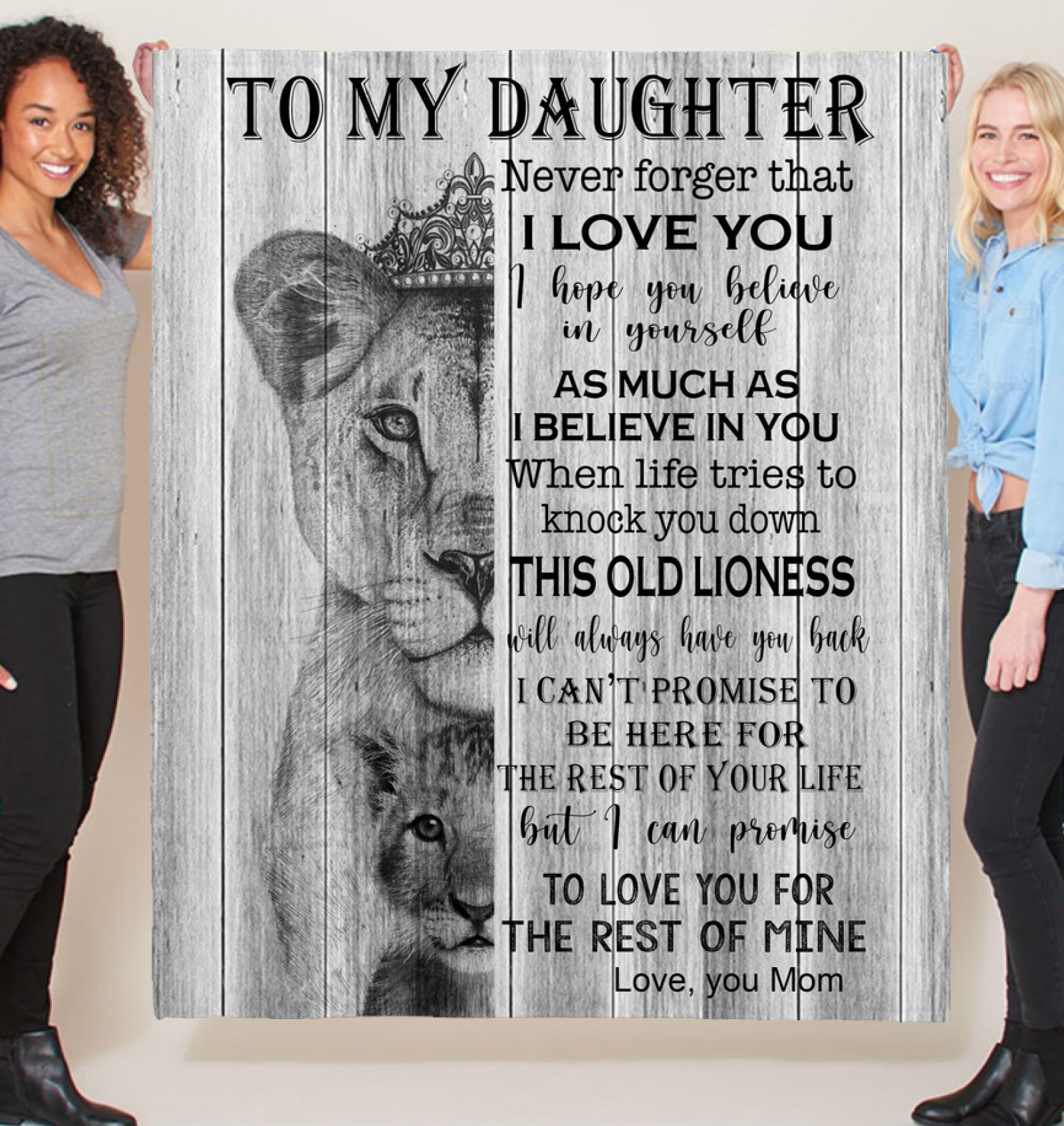 To My Daughter Never Forger I Love You For Rest Of Mine Believe Mom Gift Lion Fleece Blanket