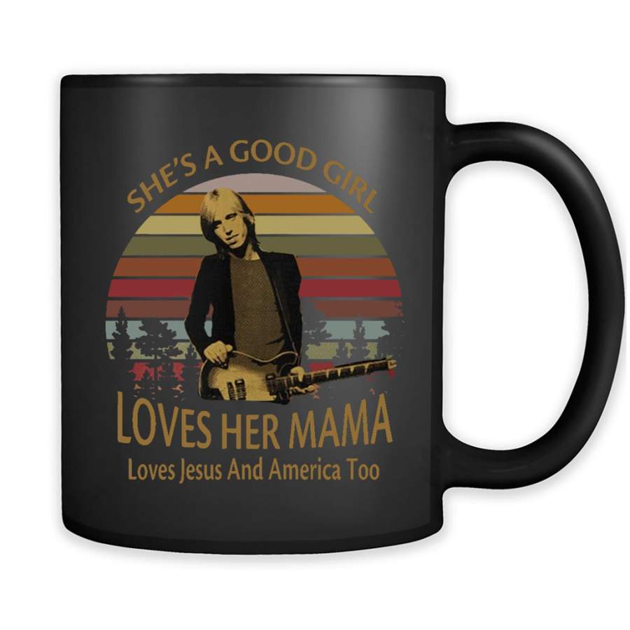 She’s A Good Girl Loves Her Mama Loves Jesus And America Too Classic Vintage Retro Design – Full-Wrap Coffee Black Mug