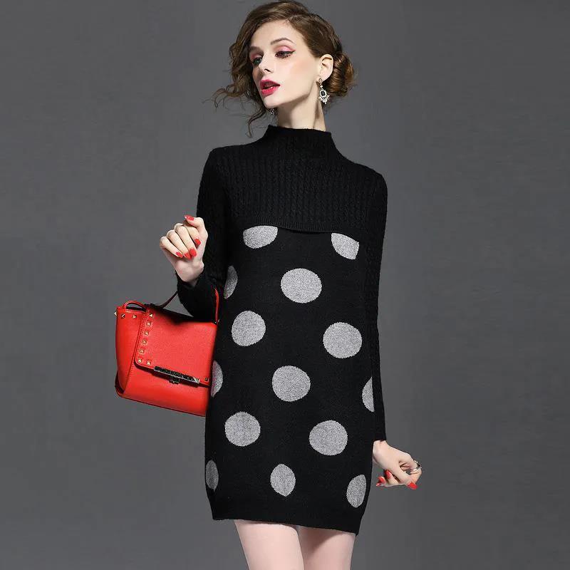 Autumn Winter Knit Dress Bottoming Shirt 2021 New Black Sweater Vestidos Women Long-Sleeved Fashion Gray Pullover Tops Female alx