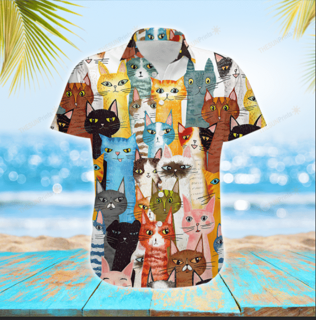 Retro Cat Hawaiian Shirt 002119 Ha75541