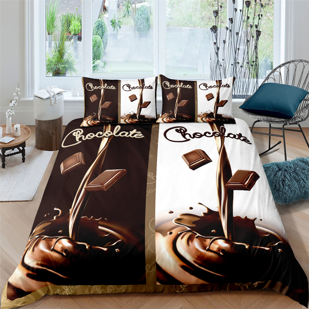 3D Print Sweet Chocolate Bedding Set Candy Duvet Cover Pillowcase Lightweight Cover Bedclothes