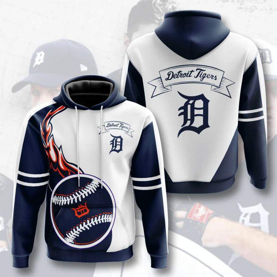 Detroit Tigers Hoodie Mens 3D Fire Ball