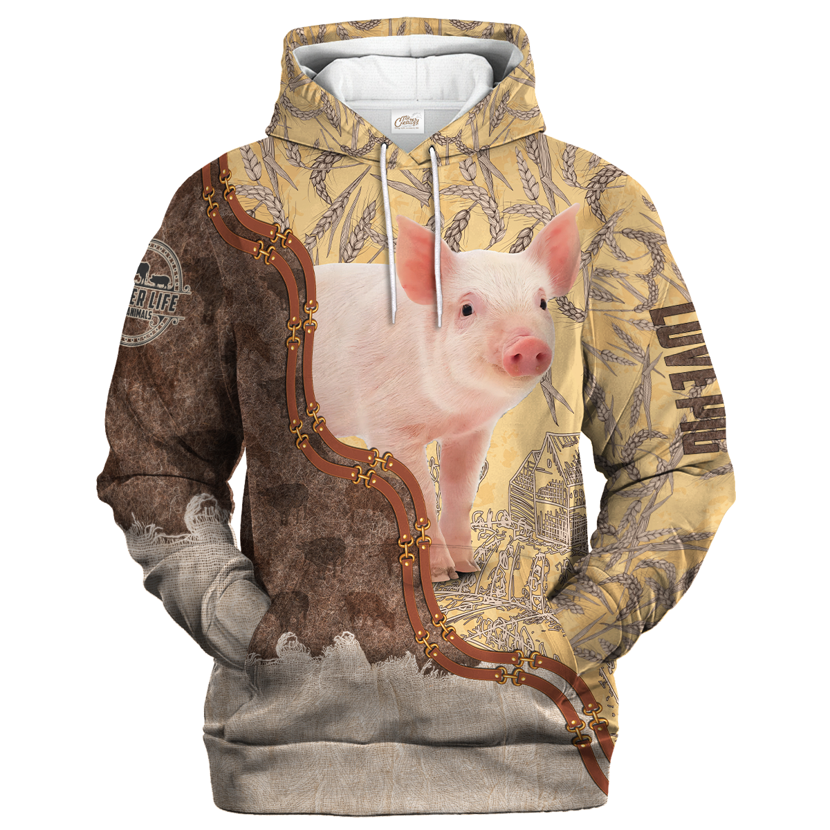 Pig Lovers In Barley Pattern Hoodie