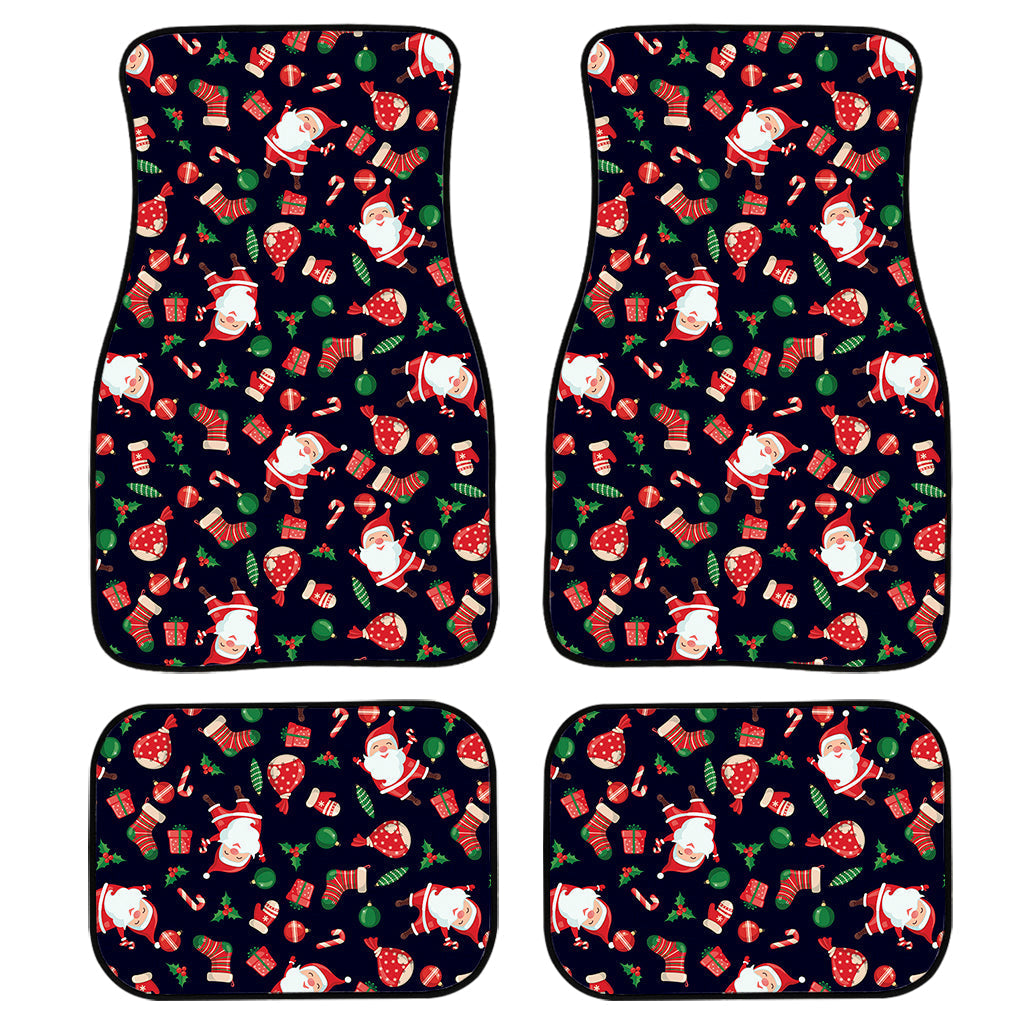 Cute Merry Christmas Pattern Print Front And Back Car Floor Mats, Front Car Mat