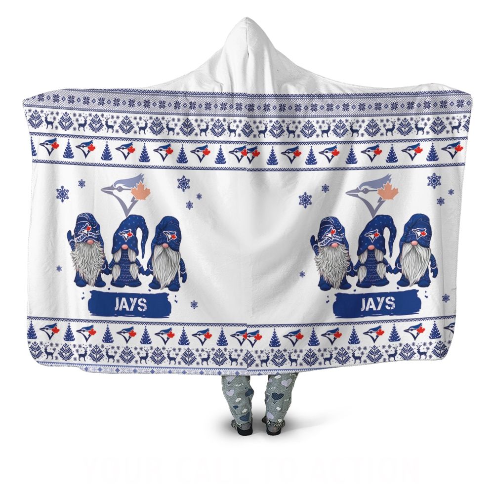 Christmas Gnomes Toronto Blue Jays Ugly Sweatshirt Christmas 3D Hooded Blanket