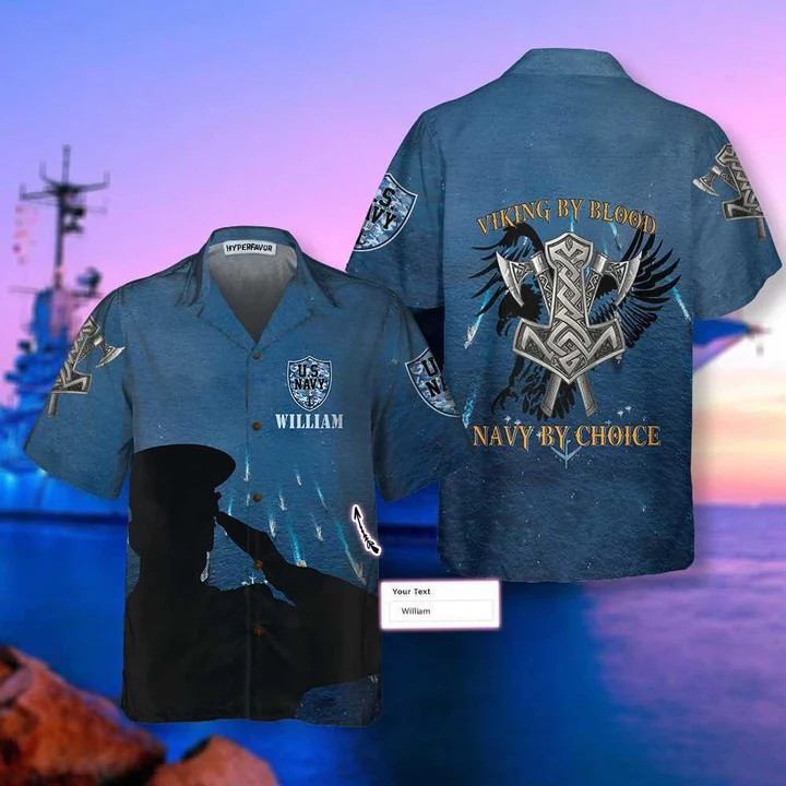 Black Veteran Silhouette Navy By Choice Custom Hawaii Shirt Ha67927