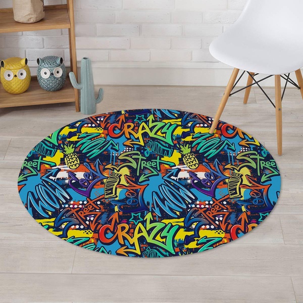 Graffiti Backdrop Print Round Rug