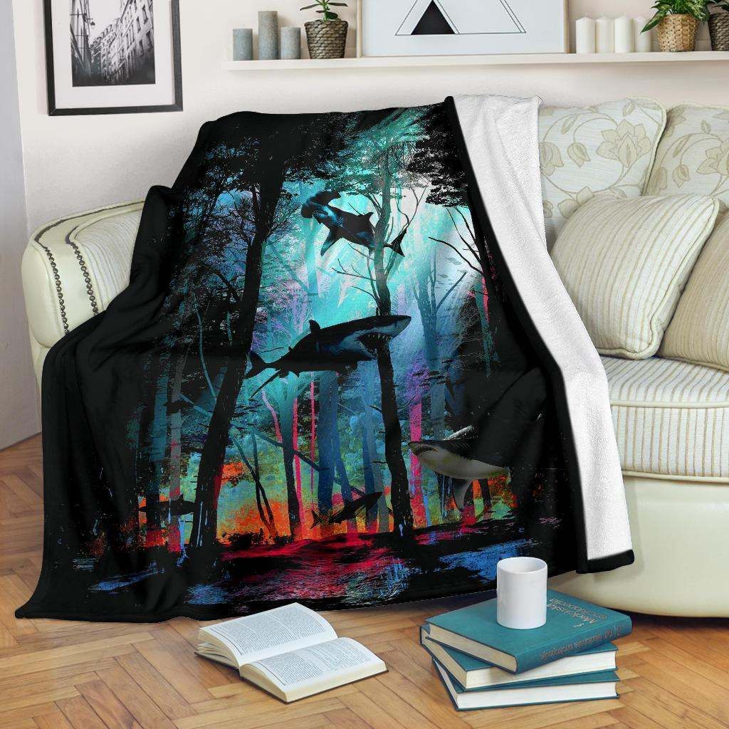 Shark Forest Cla2810058F Sherpa Fleece Blanket