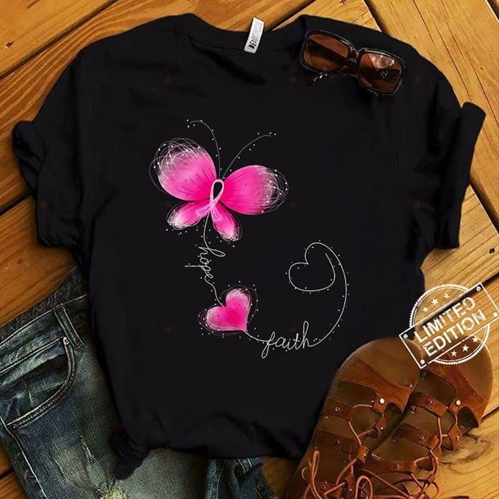 Faith Hope Love Breast Cancer Awareness Graphic Unisex T Shirt, Sweatshirt, Hoodie Size S – 5Xl