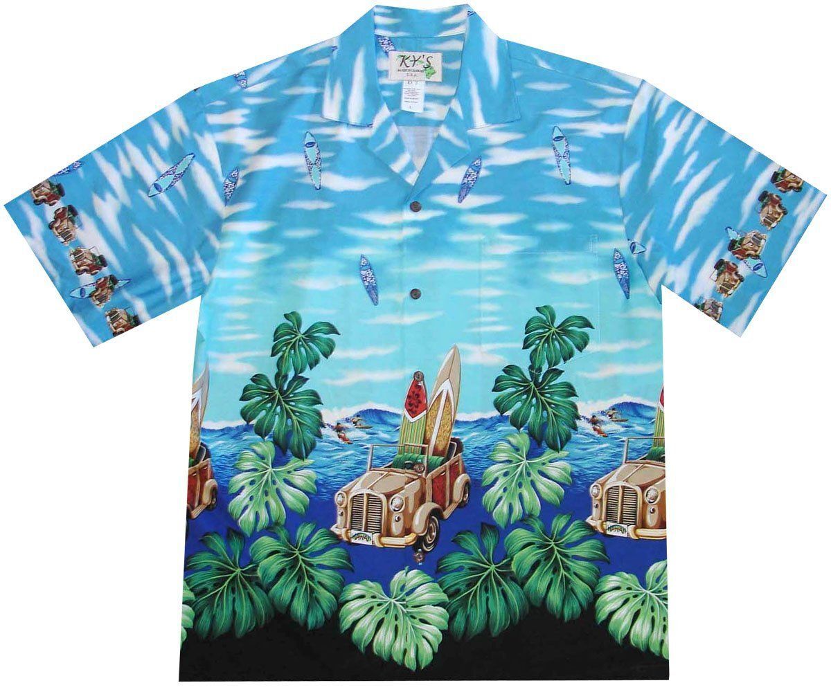 Surfboard Woody Blue Hawaiian Shirt Jamestees Store