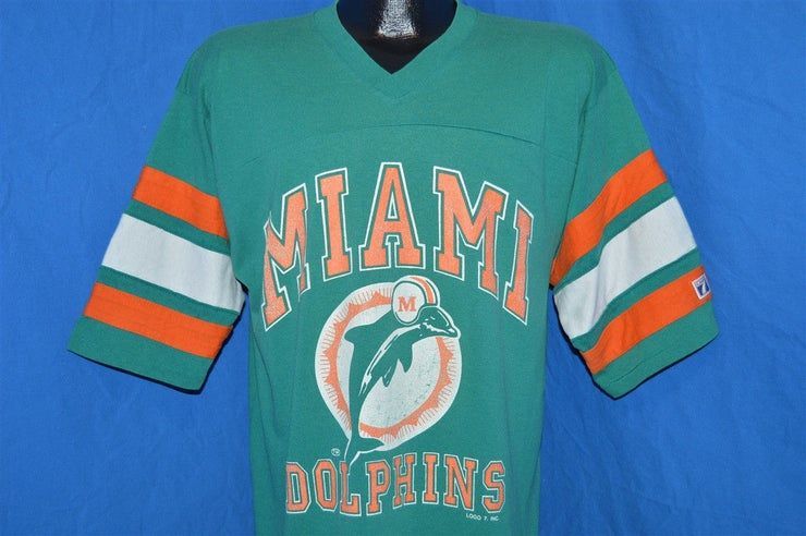 80S Miami Dolphins Logo 7 Striped Shirt