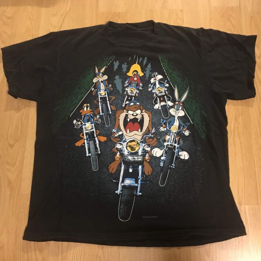 1993 Looney Tunes Men’s T Shirt BIKER Taz Bugs Bunny Daffy Duck