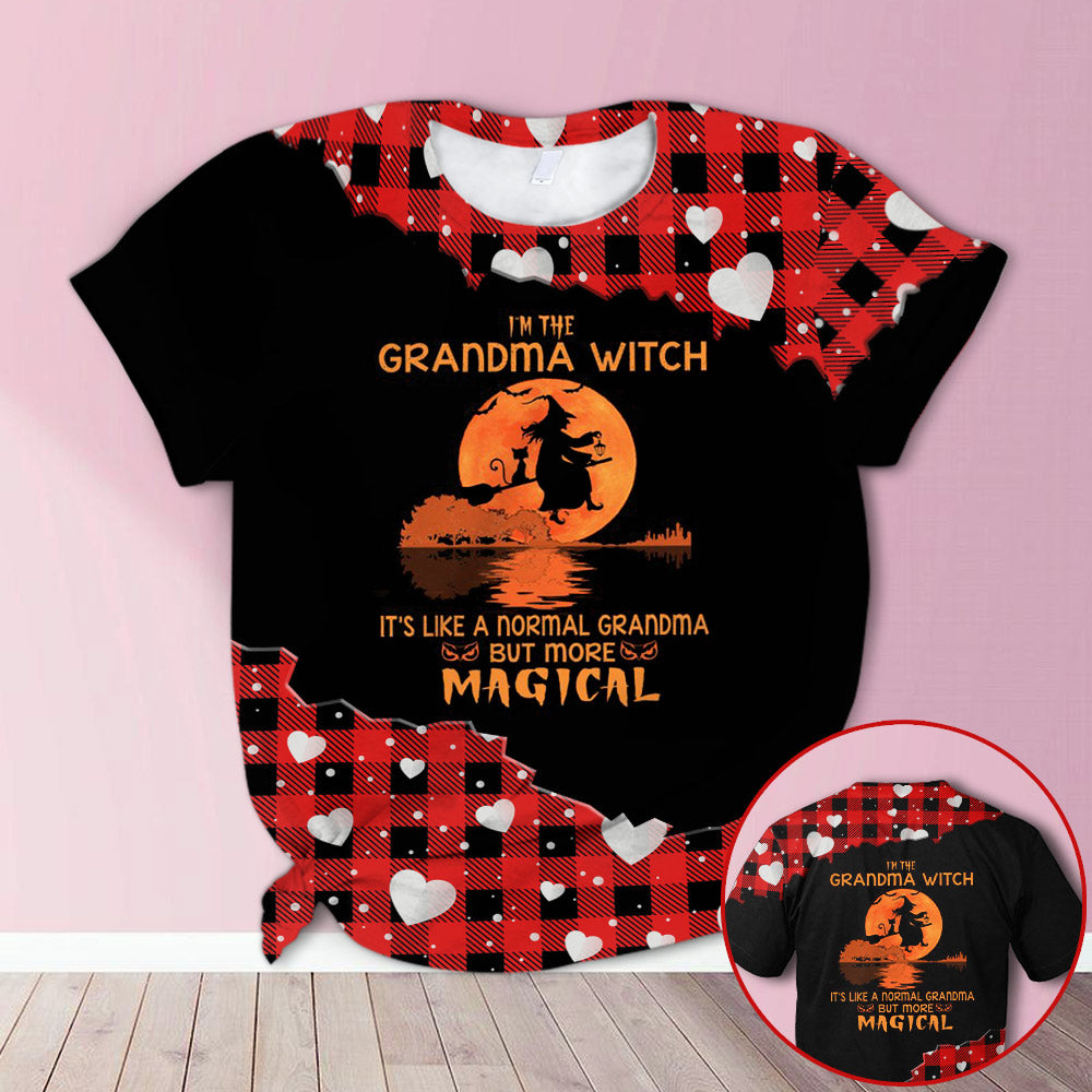 Personalized I’M The Grandma Witch Halloween Red Plaid All Over Print Shirts, 3D Hoodie, Sweatshirt, Shirt And Polo For Grandma Hn98 Do99