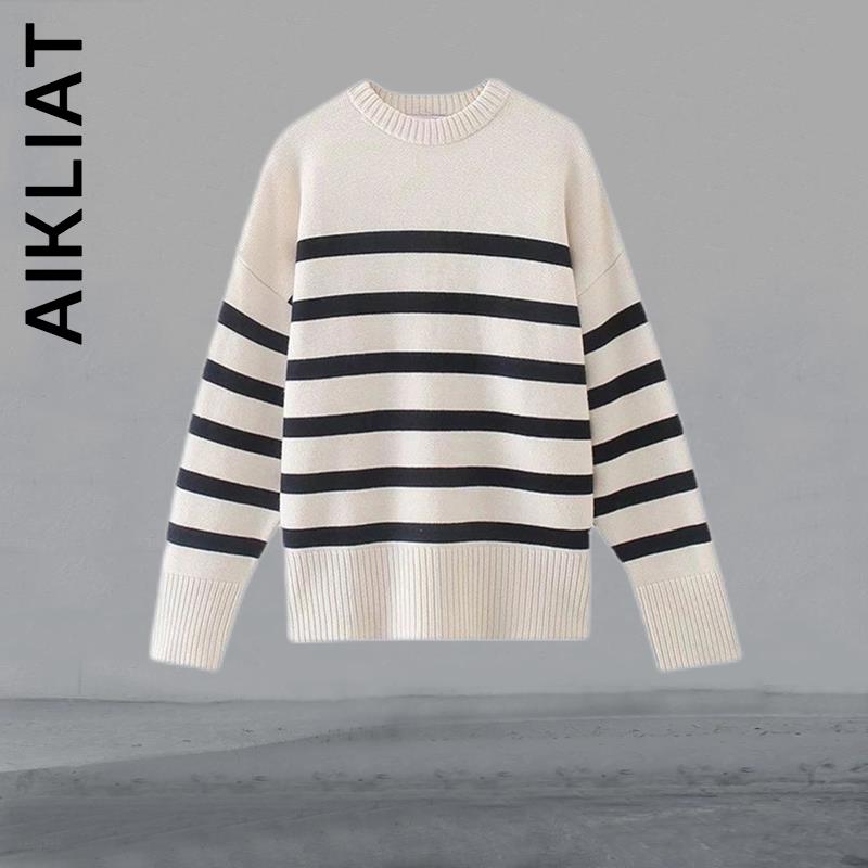 Aikliat Women Sweater New Knitted Vintage Pullover Sweet Top Women Streetwear Women’s Sweater Chic Slim Female Woman Sweater alx