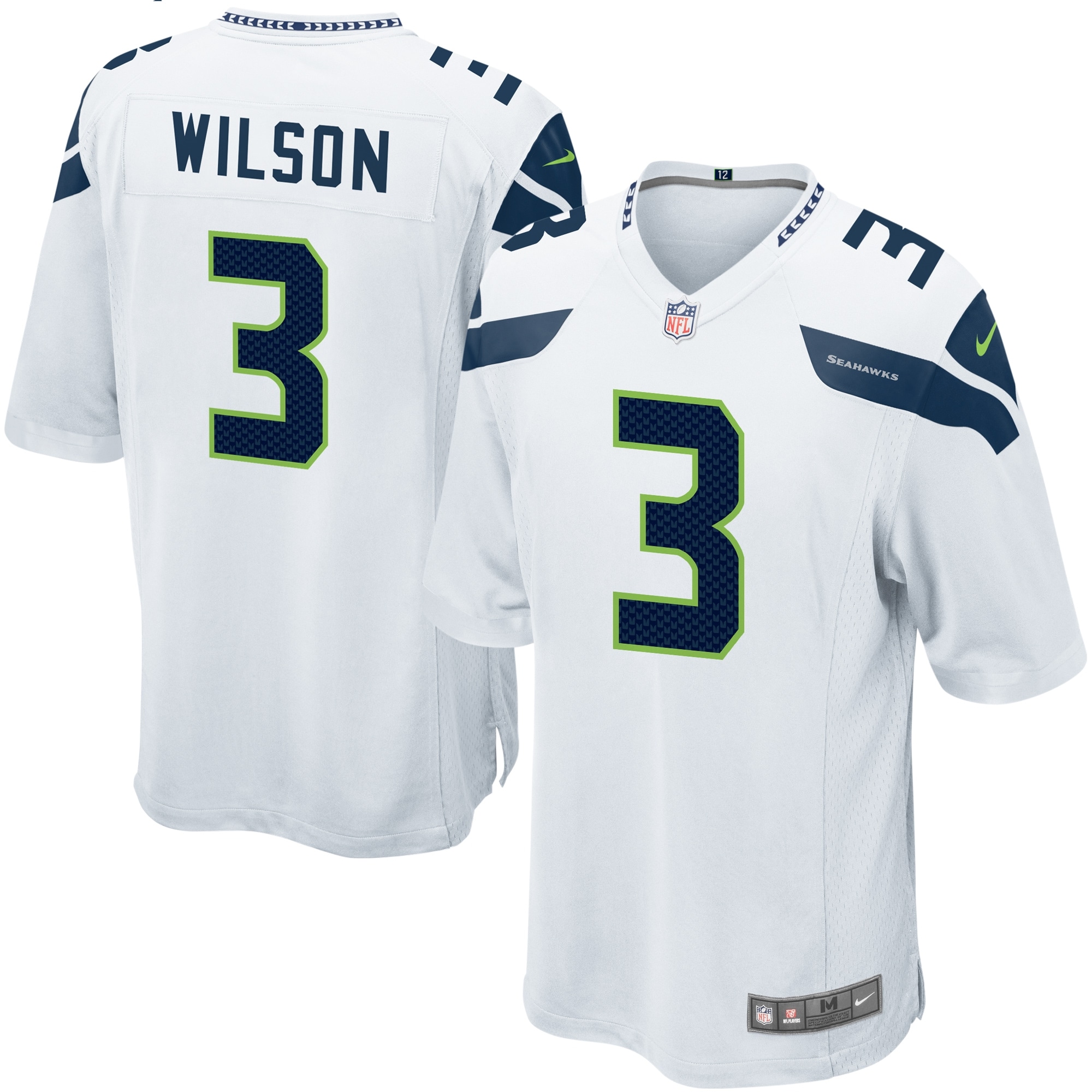 Mens Seattle Seahawks Russell Wilson White Game Jersey