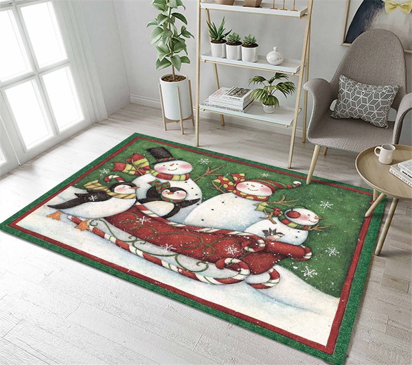 Christmas Snowman And Penguin Playing Dhcld2110Mt Rug