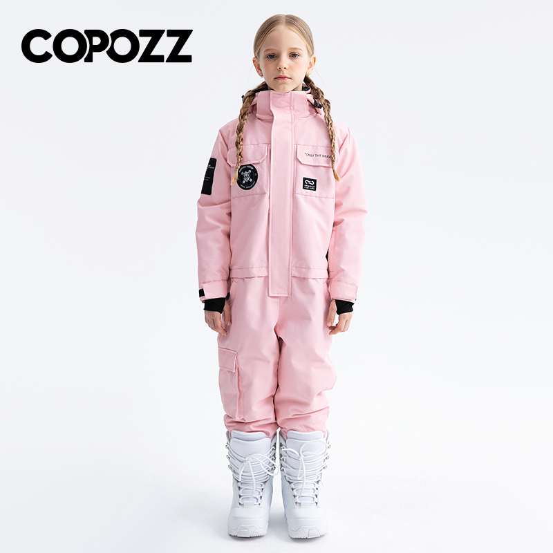 COPOZZ -30 Degree Winter Ski Suit For Kids Boys Children Waterproof Warm Ski Overalls Windproof Snowboard One Piece Ski Jumpsuit alx