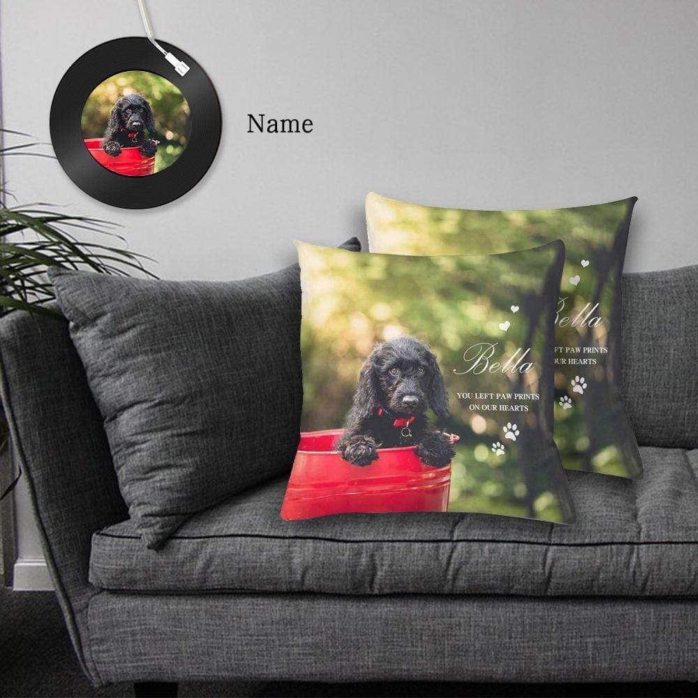 Custom Photo&Name My Puppy Throw Pillow Cover