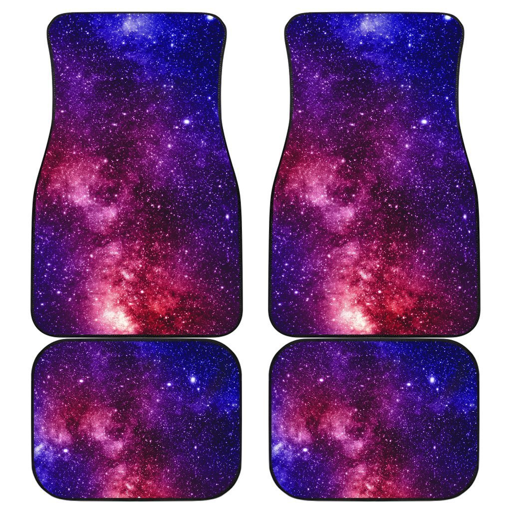 Blue Purple Stardust Galaxy Space Print Front And Back Car Floor Mats, Front Car Mat