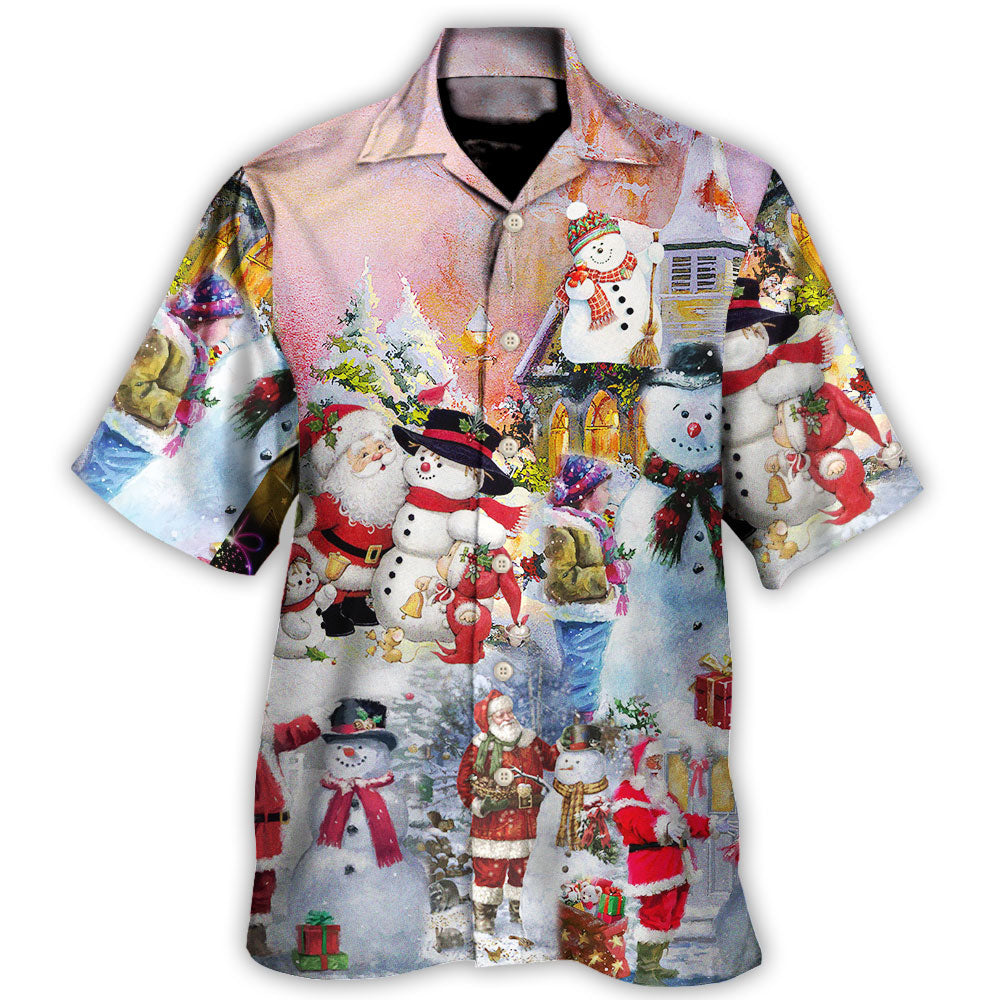 Christmas Santa And Snowman Snow Village Hawaii Shirt Ha48070