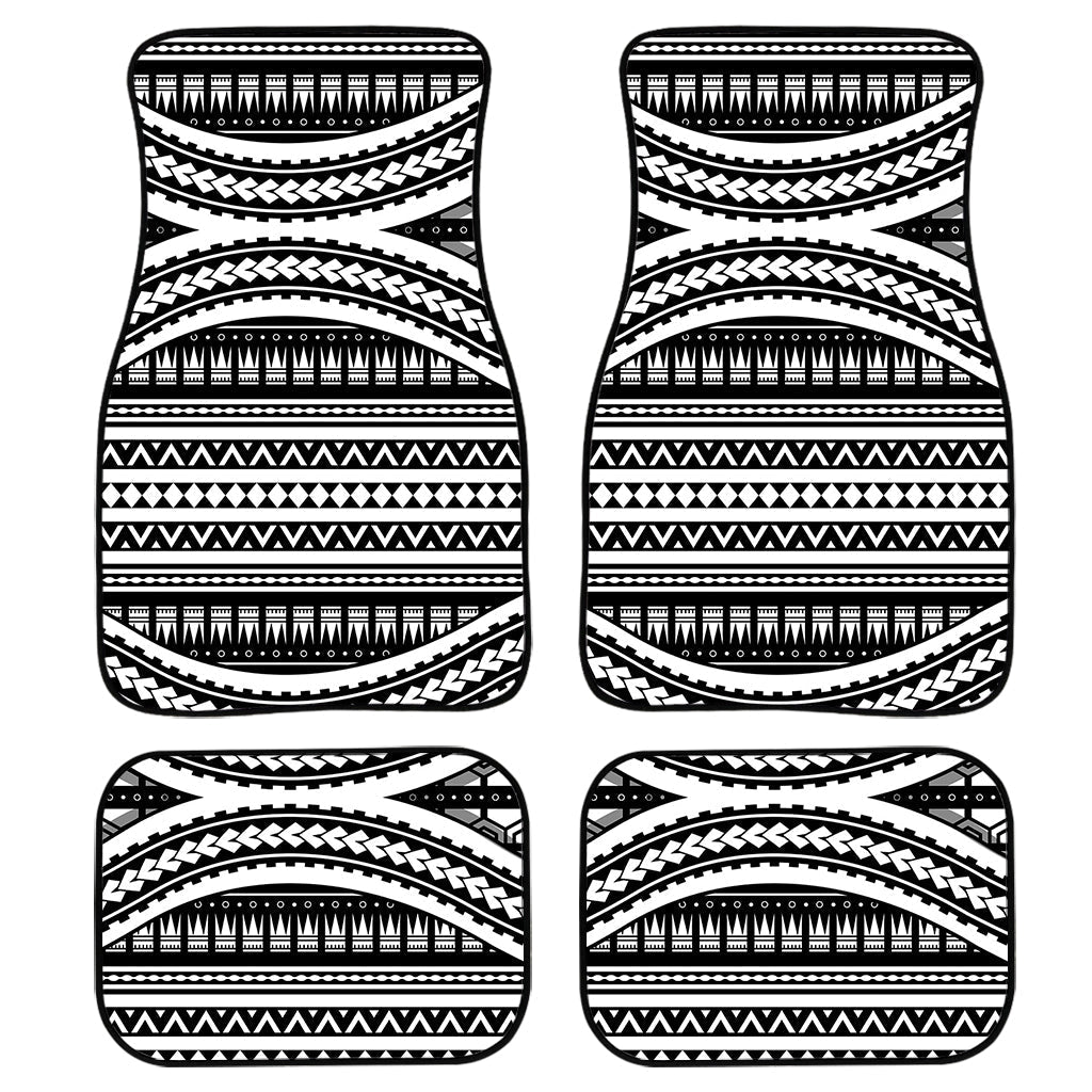 Maori Tattoo Polynesian Tribal Print Front And Back Car Floor Mats, Front Car Mat