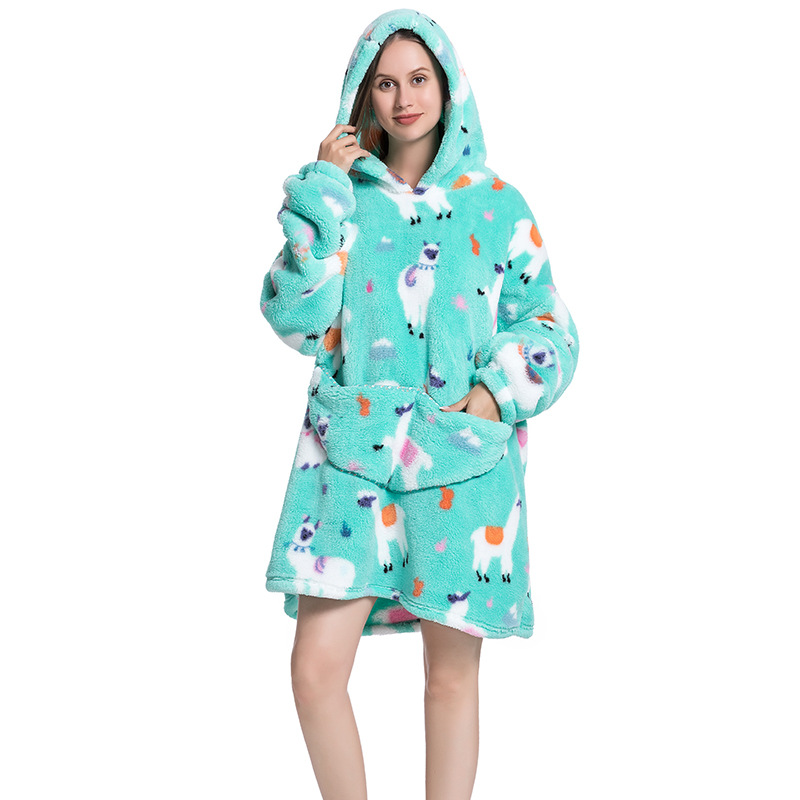 30 Style Cartoon Oversized Hoodie Sweatshirt Women Printed Wearable Blankets Fleece Warm Kids Sleepwear Lazy TV Giant Blanket alx