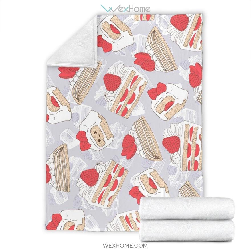 Cute Strawberry Cake Premium Blanket