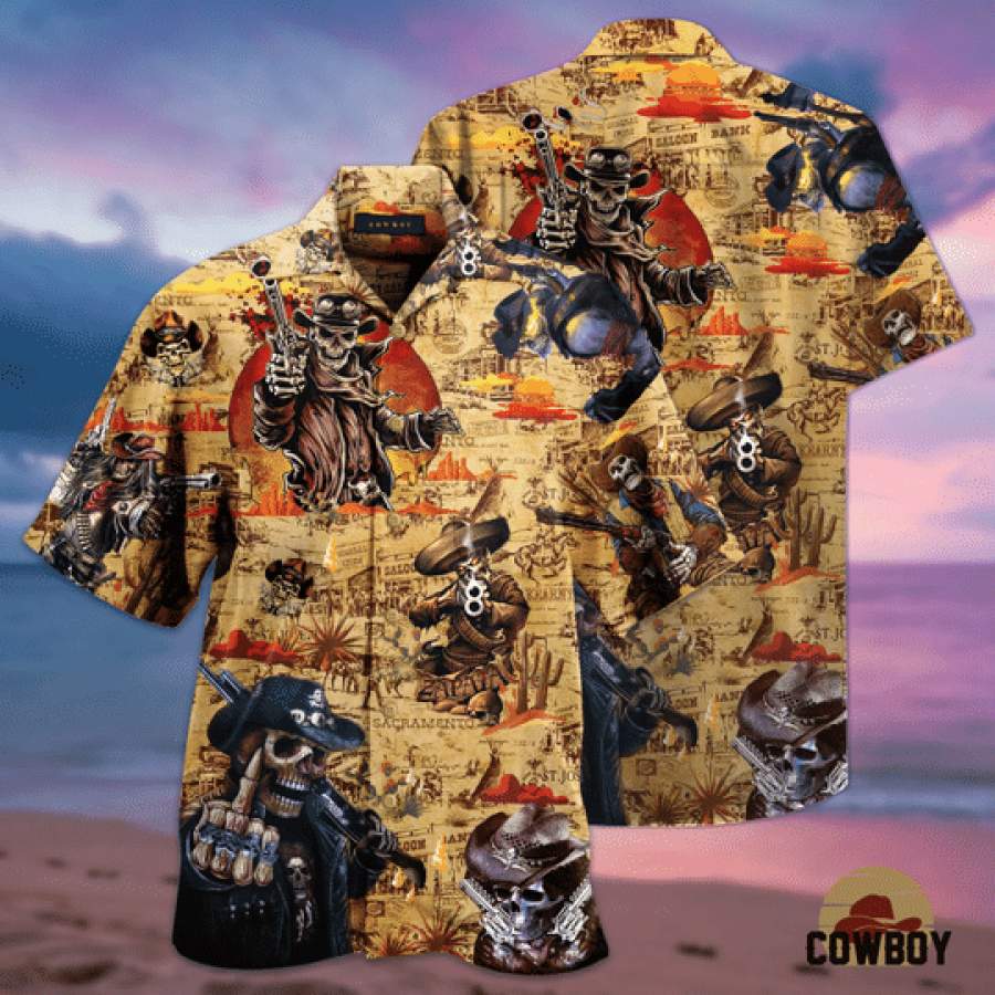 Cowboy Skull Hawaii Aloha Shirts Ha29352