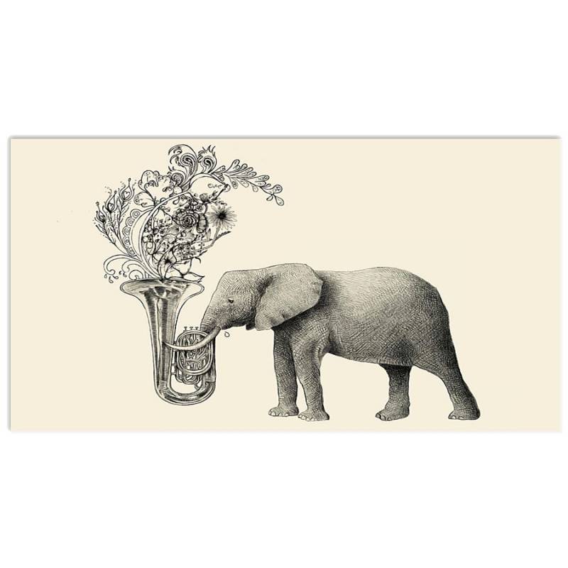 Tuba Elephant And Flower Trending For Music Instrument Lovers Horizontal Poster